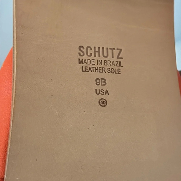 SCHUTZ Puffy Leather Slide Sandals Fairy Orange Size 9 - Picture 6 of 6